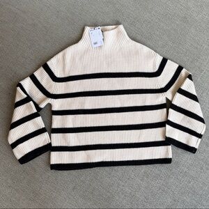 & Other Stories Black and Cream Striped Funnel Sweater - NWT Size S